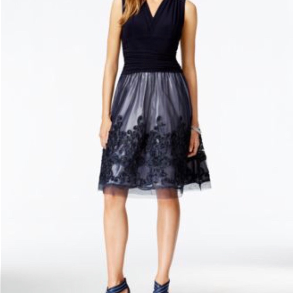 SLNY Trim Party Dress